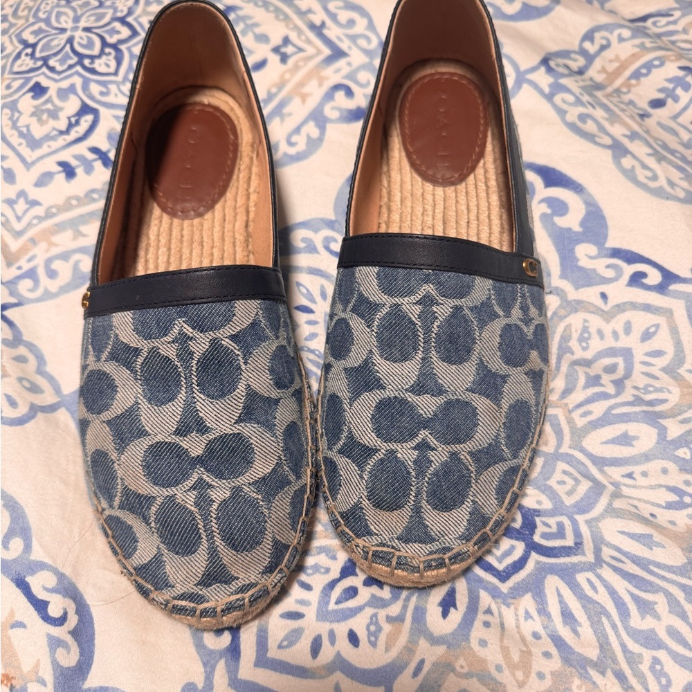 Coach Blue and Tan Flats
